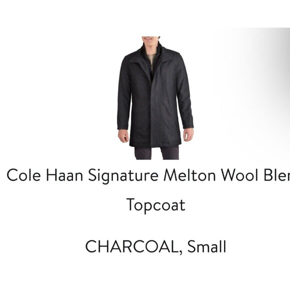 Cole Haan Men's Gray Wool Blend Melton Topcoat Coat Jacket Size Small $325 RV - Picture 14 of 14